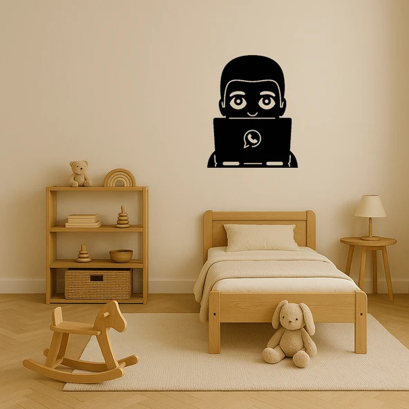 Teknoloji Aşığı Adam MDF Dekoratif Tablo - Resim 3