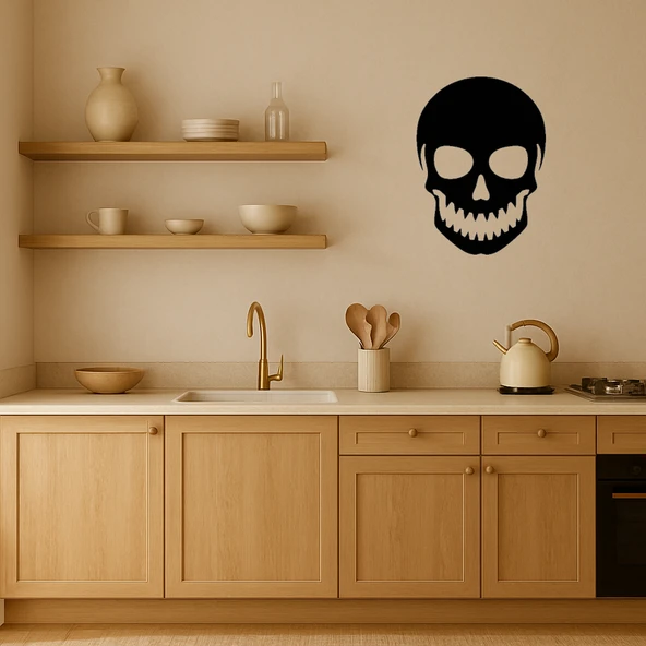 Kafatası Temalı Modern Dekoratif MDF Tablo - Resim 2