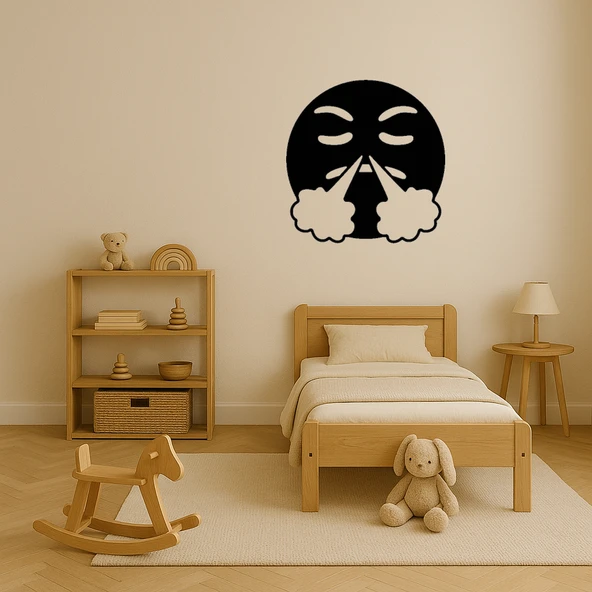 Burnundan Ateş Çıkan Emoji Dekoratif Tablo - Resim 3