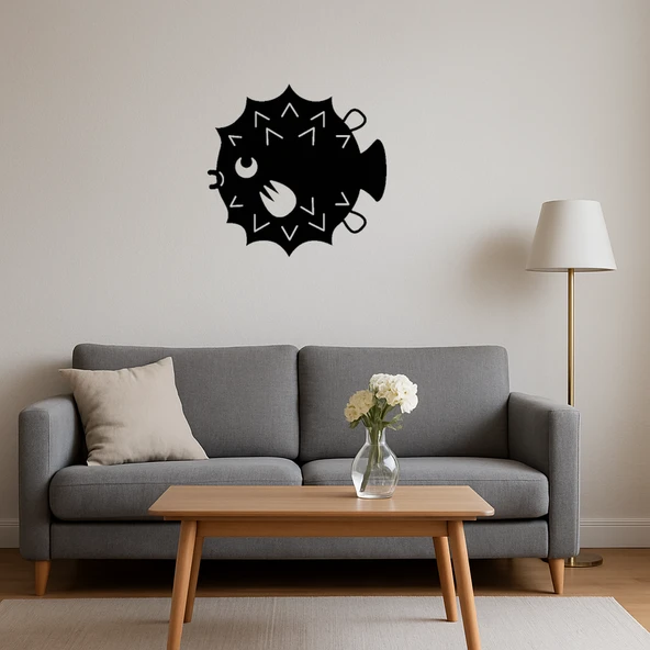 Kirpi Balığı Tasarımlı MDF Dekoratif Tablo - Resim 3