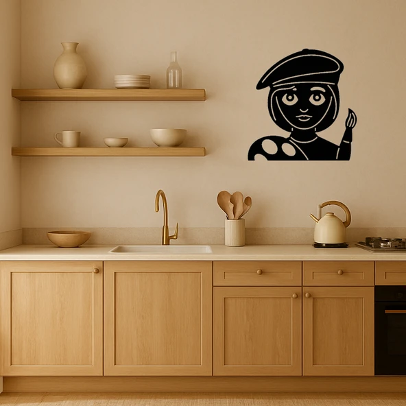 Sanatçı Kadın Emoji Dekoratif Tablo - Resim 2