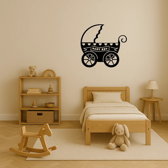 Bebek Arabası Temalı MDF Dekoratif Tablo - Resim 3