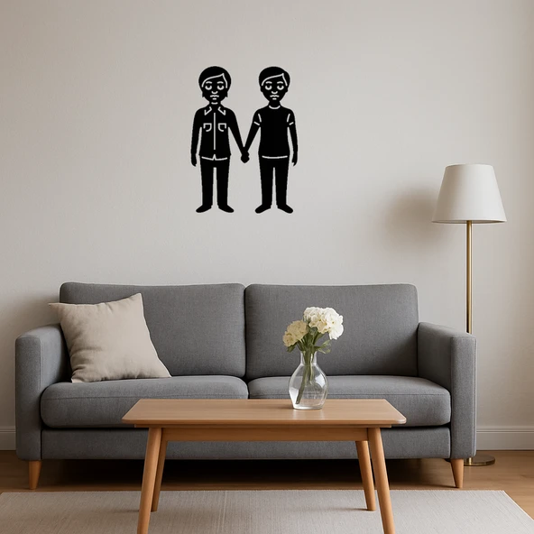 El Ele Tutan Çocuklar İç Mekan Dekoratif Tablo - Resim 4