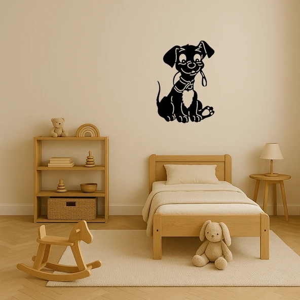 Kırmızı Tasmali Köpek Dekoratif MDF Tablo - Resim 3