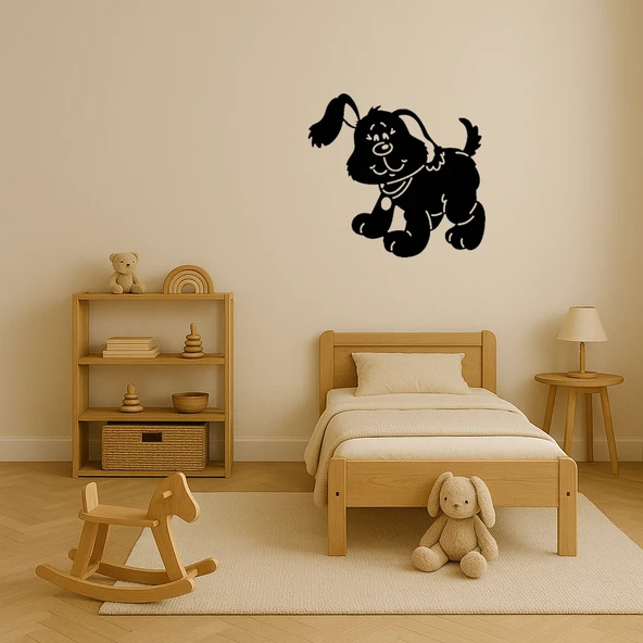 Pembe Tasmalı Kahverengi Yavru Köpek Tablosu - Resim 3