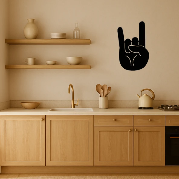 Metalci El İşareti Rock Temalı Duvar Dekoru - Resim 2