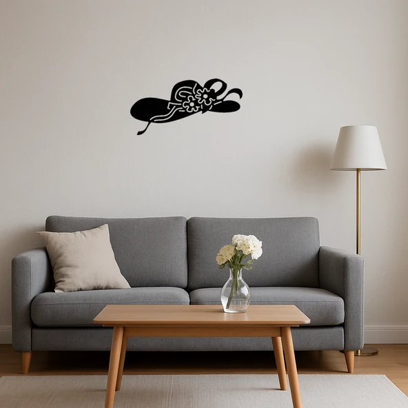 Çiçekli Şapkalı Kadın MDF Duvar Dekoru - Resim 4