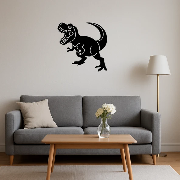 T-Rex Figürlü Dinozor Temalı İç Mekan Tablosu - Resim 4