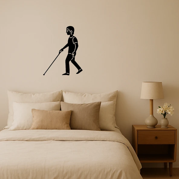 Beyaz Bastonlu Figür Dekoratif Tablo ürün görseli