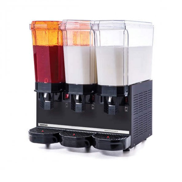 Samixir Klasik Triple Soğuk İçecek Dispenseri, 20+20+20 L, Fıskiye-Karıştırıcı-Karıştırıcı, Siyah