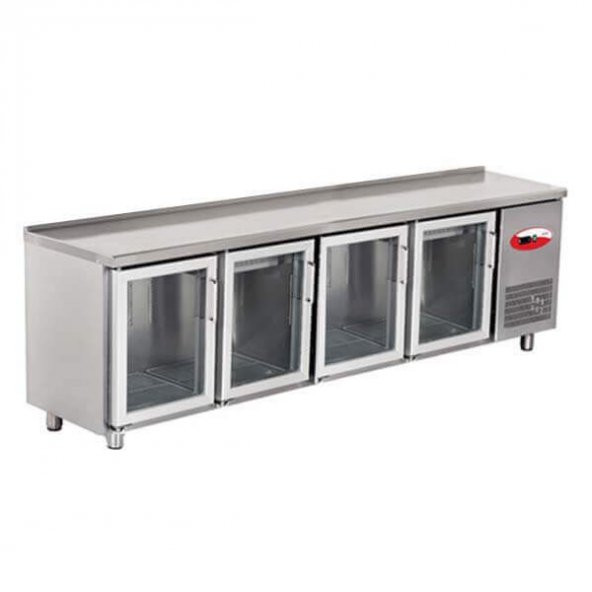 EMPERO Tezgah Tipi Buzdolabı (Fanlı) - 4 CAM Kapılı - 255x70x85 cm