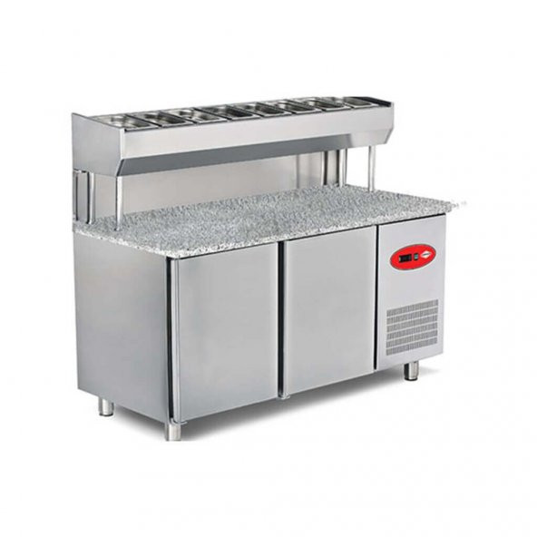 Empero EMP.200.80.01-PSYG Pizza ve Salata Hazırlık Buzdolabı-Granit tablalı-3 Kapılı