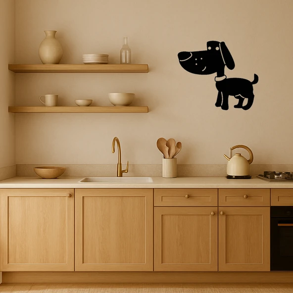 Kırmızı Tasmalı Kahverengi Köpek Tablosu - Resim 2