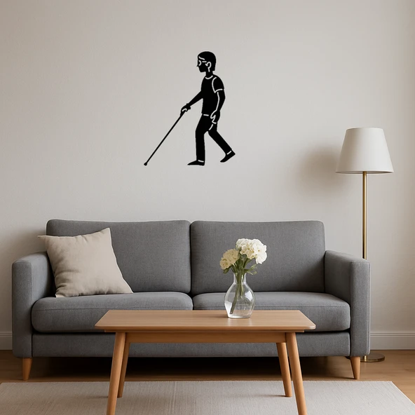 Beyaz Bastonlu Figür Dekoratif Tablo - Resim 4