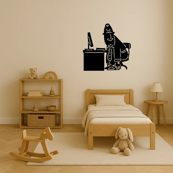 Modern Ofis Adamı ve Bilgisayar Tasarımlı MDF Duvar Tablosu - Resim 2