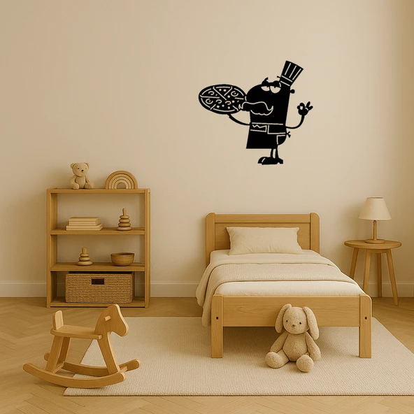 Büyük Bıyıklı Pizza Şefi Tablosu - Resim 3