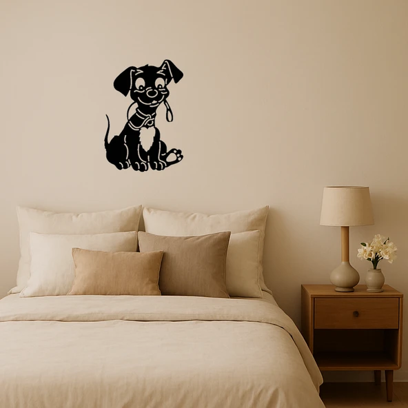 Kırmızı Tasmali Köpek Dekoratif MDF Tablo ürün görseli