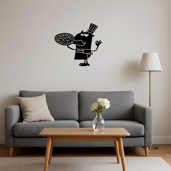 Büyük Bıyıklı Pizza Şefi Tablosu - Resim 4