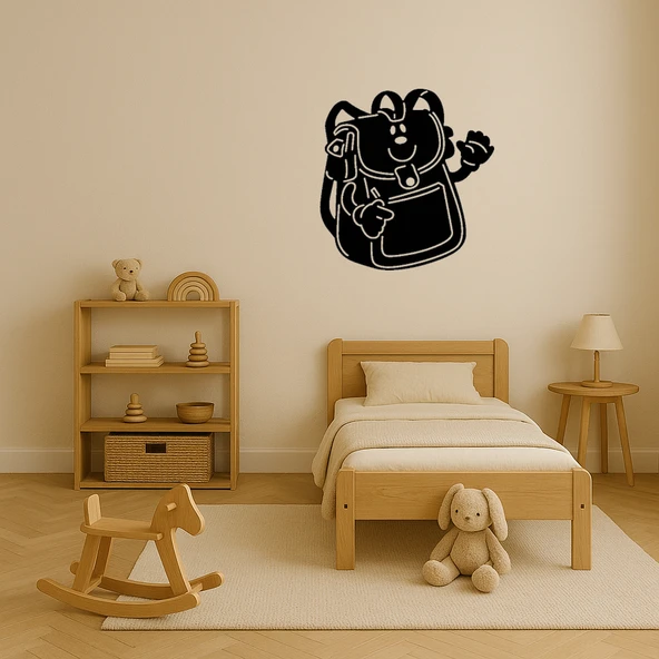 Üzeri Sevimli Okul Çantası Dekoratif Tablo - Resim 2