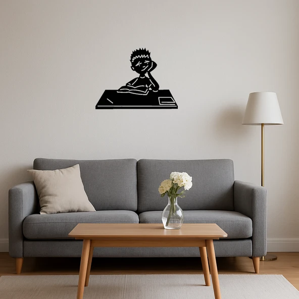 Ders Çalışan Çocuk Dekoratif Tablo - Resim 4