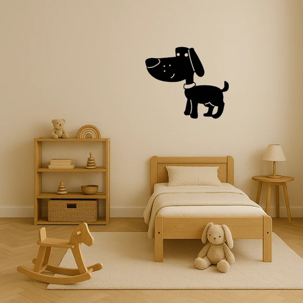 Kırmızı Tasmalı Kahverengi Köpek Tablosu - Resim 3