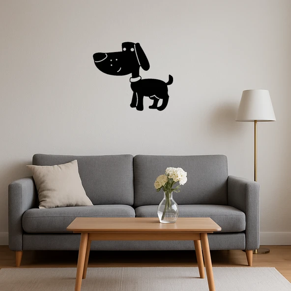 Kırmızı Tasmalı Kahverengi Köpek Tablosu - Resim 4