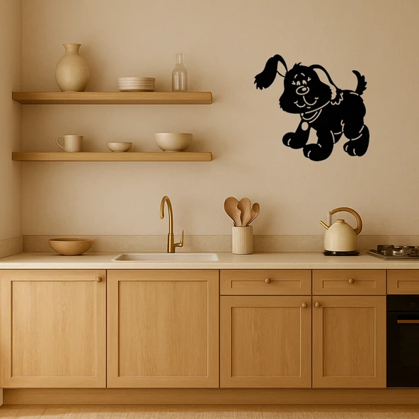 Pembe Tasmalı Kahverengi Yavru Köpek Tablosu - Resim 2