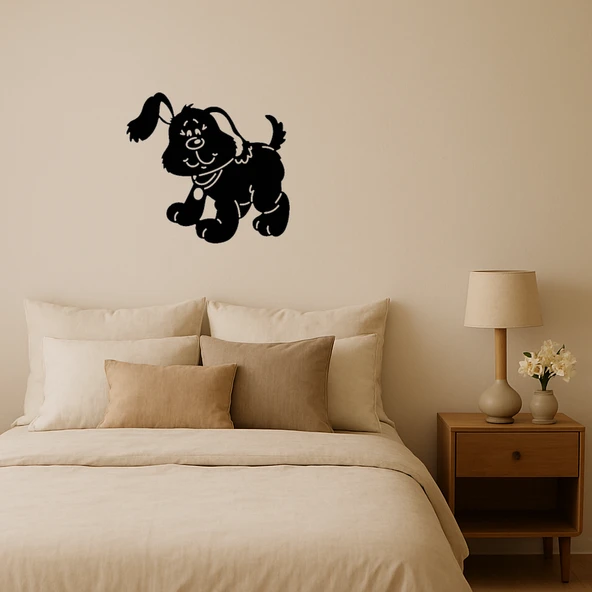 Pembe Tasmalı Kahverengi Yavru Köpek Tablosu ürün görseli