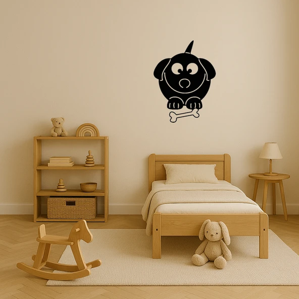 Kemikle Oynayan Köpek Dekoratif MDF Tablo - Resim 3