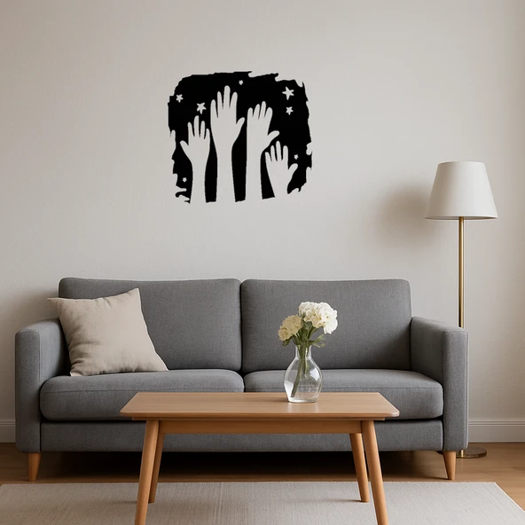 Eller ve Yıldızlar Dekoratif Tablo - Resim 3