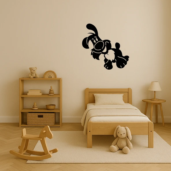 Bej Renkli Çizgi Köpek MDF Dekoratif Tablo - Resim 2