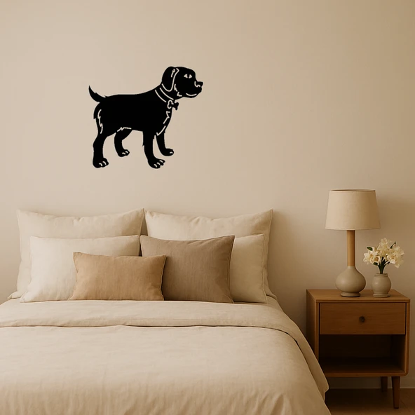 Gri Köpek Kırmızı Tasma Dekoratif Tablo ürün görseli