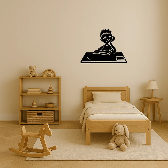 Ders Çalışan Çocuk Dekoratif Tablo - Resim 3