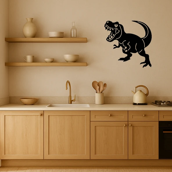 T-Rex Figürlü Dinozor Temalı İç Mekan Tablosu - Resim 2