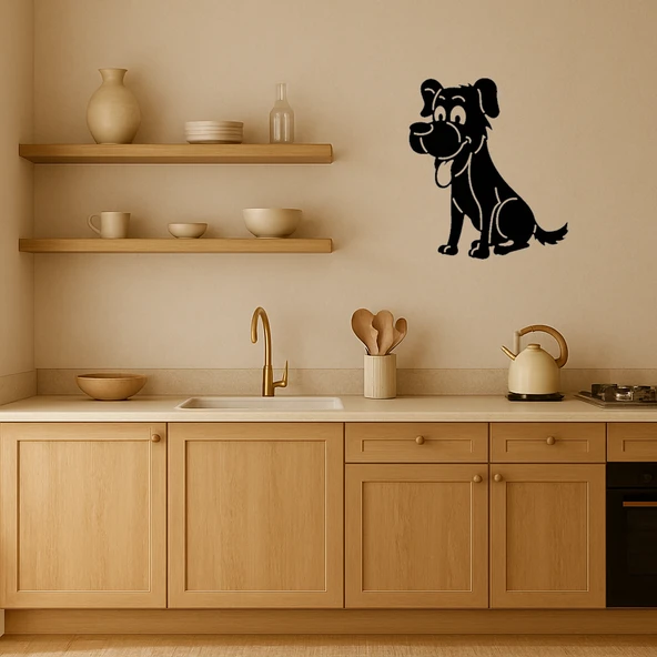 Dili Dışarıda Köpek Dekoratif MDF Tablo - Resim 2