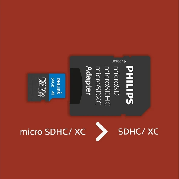 PHILIPS 64GB MICRO SDXC 100 MB/S C10 FM64MP65B/00 - 3