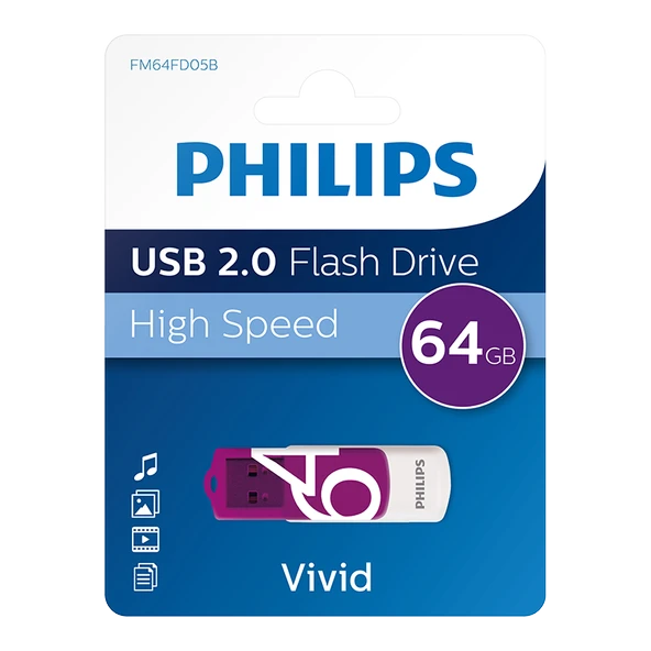 PHILIPS 64GB USB 2.0 25/10MB/S FM64FD05B/00