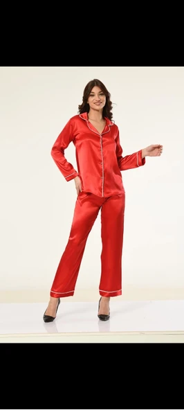 Freshness 2045 Saten Gömlek Yaka Patlı Pijama Takımı