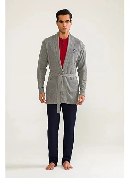 D'S Damat 03004 5'li Triko Robdöşambr Damat Pijama Seti - Resim 4