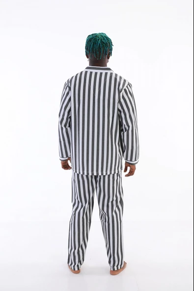 Kocabey 4007 Uzun Kol Çizgili Gaffur Erkek Pijama Takım - 8