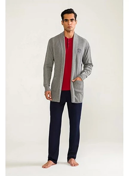 D'S Damat 03004 5'li Triko Robdöşambr Damat Pijama Seti - Resim 2