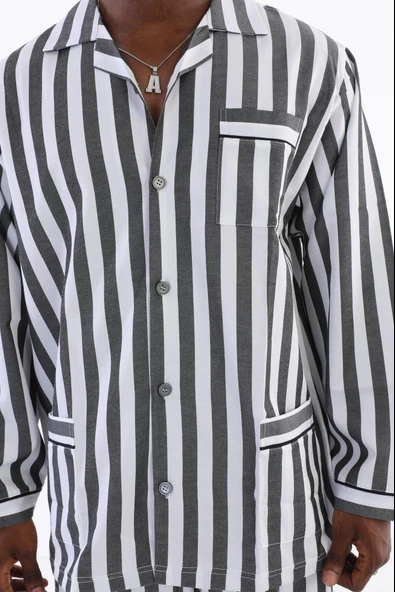 Kocabey 4007 Uzun Kol Çizgili Gaffur Erkek Pijama Takım - 7