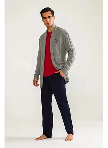 D'S Damat 03004 5'li Triko Robdöşambr Damat Pijama Seti - Resim 3