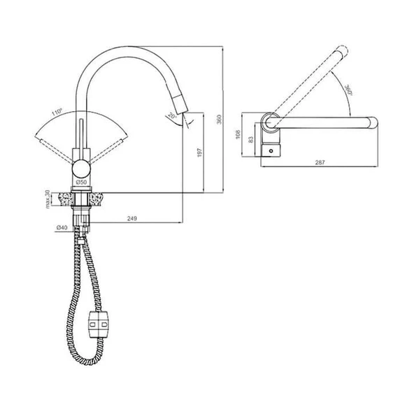 Kale Gastro U Pull Down Mutfak Bataryası 1 Fonksiyonlu 410200504960 - Resim 2