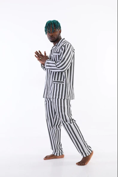 Kocabey 4007 Uzun Kol Çizgili Gaffur Erkek Pijama Takım - 4