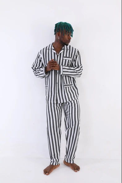 Kocabey 4007 Uzun Kol Çizgili Gaffur Erkek Pijama Takım - 5