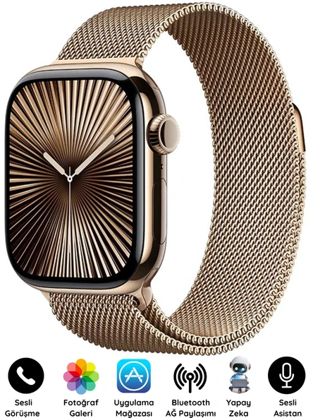 Watch HK11 PROMAX GOLD Akıllı Saat Sesli Görüşme Yapay Zeka Destekli iPhone Android Uyumlu 8-9-10