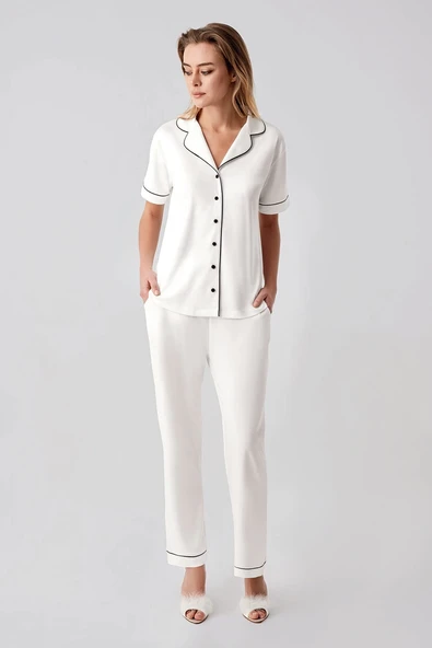 Freshness 324 Kadın 4'Lü Sabahlıklı Şorlu Pijama Takımı - Resim 2