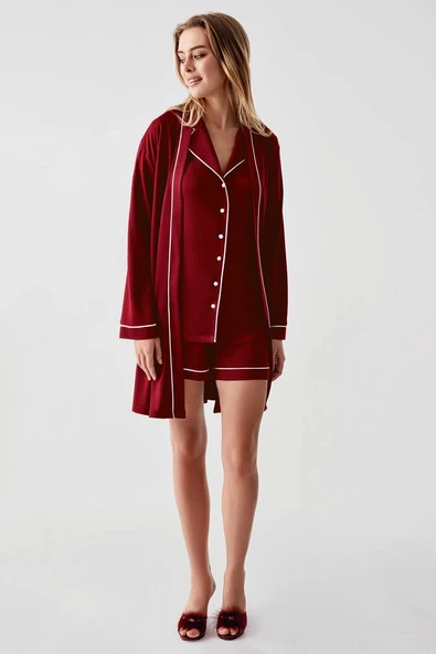 Freshness 324 Kadın 4'Lü Sabahlıklı Şorlu Pijama Takımı - 4