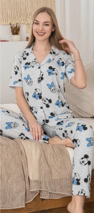 Alissa 6283 Kadın Mickey Mouselu Patlı Pijama Takımı - 2